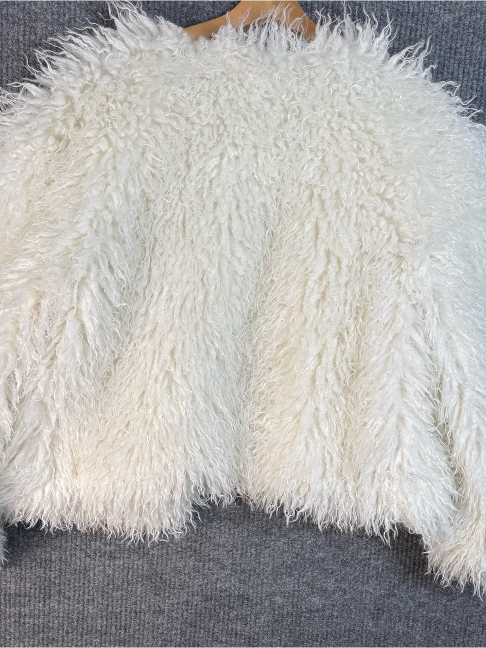 OPEN EDIT Women’s Shaggy Faux Fur Open-Front Jacket Ivory Size L - Picture 7 of 9